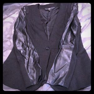Black Faux Leather Blazer